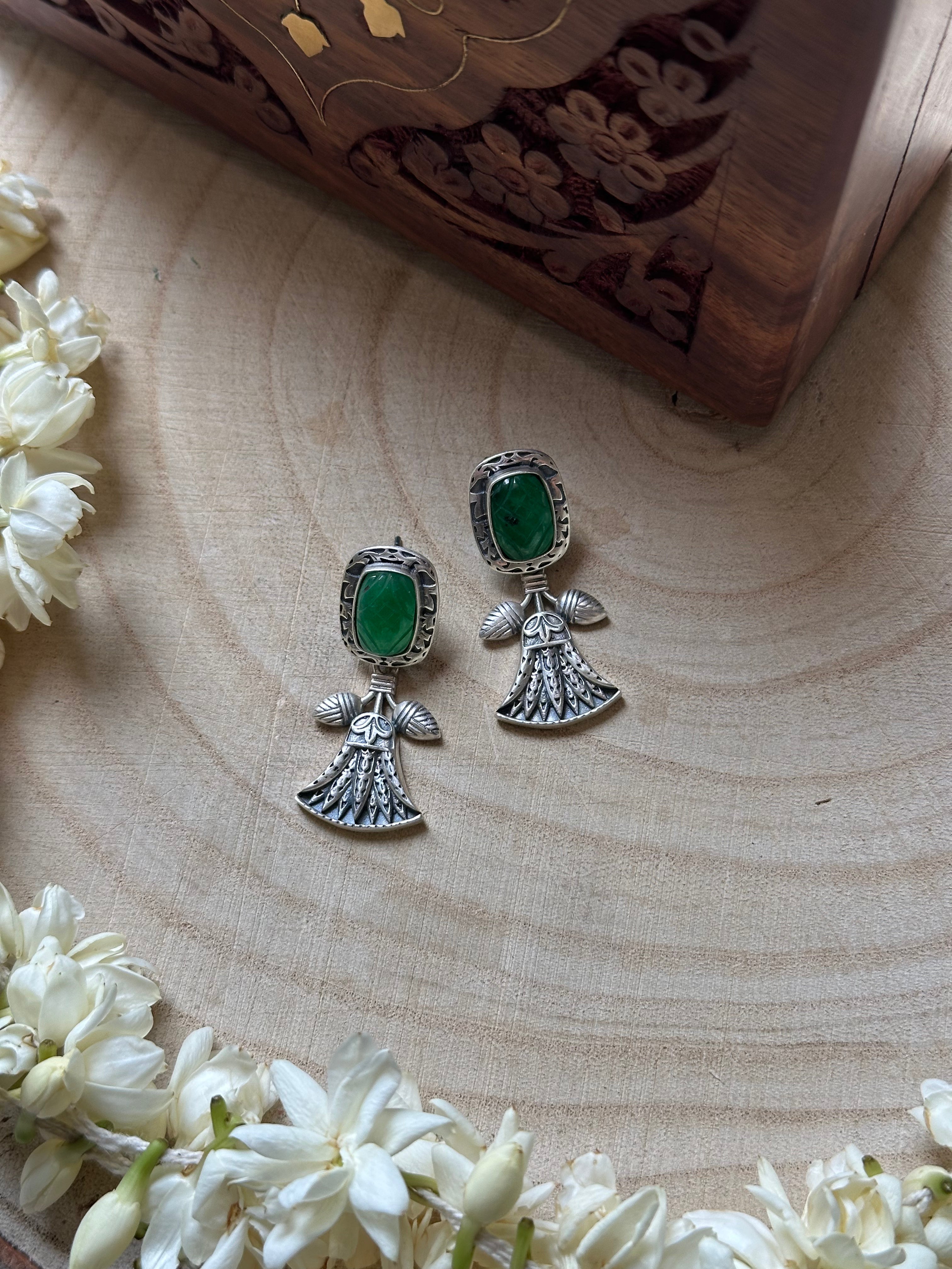 Dancing Doll-Inspired Silver Oxidised Earrings